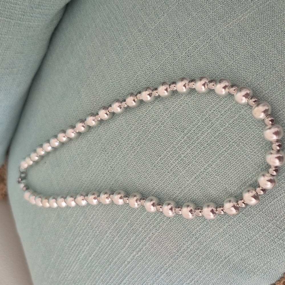 STERLING SILVER & Stainless Steel 22" Necklace - Picture 4 of 5
